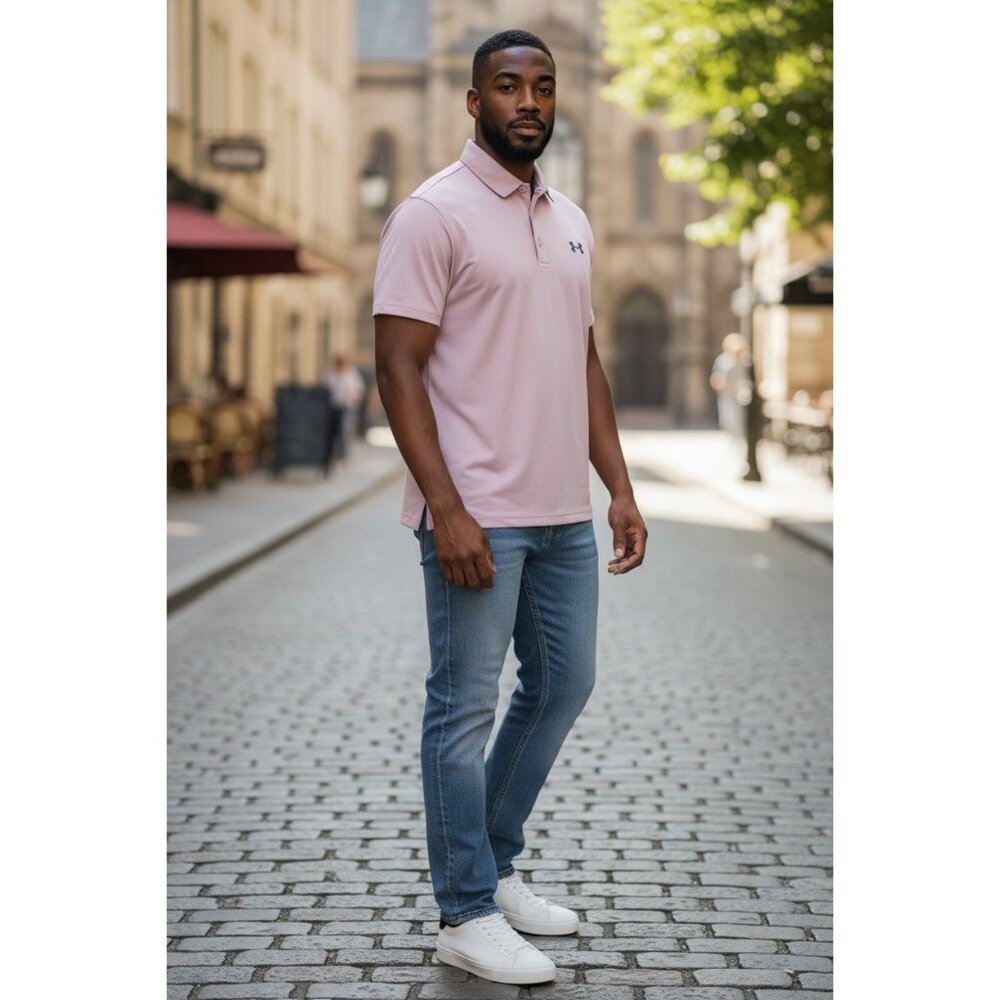 Under Armour Mens HeatGear Playoff Polo Shirt Loose Fit Small Light Pink Moistur